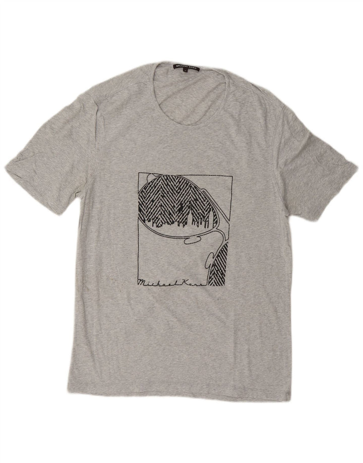 Męski T-shirt Michael Kors z grafiką, średni szary, nakrapiany