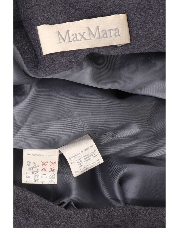 Damska kurtka parka Max Mara z kapturem, oversize UK 12, średnia szara dziewicza wełna