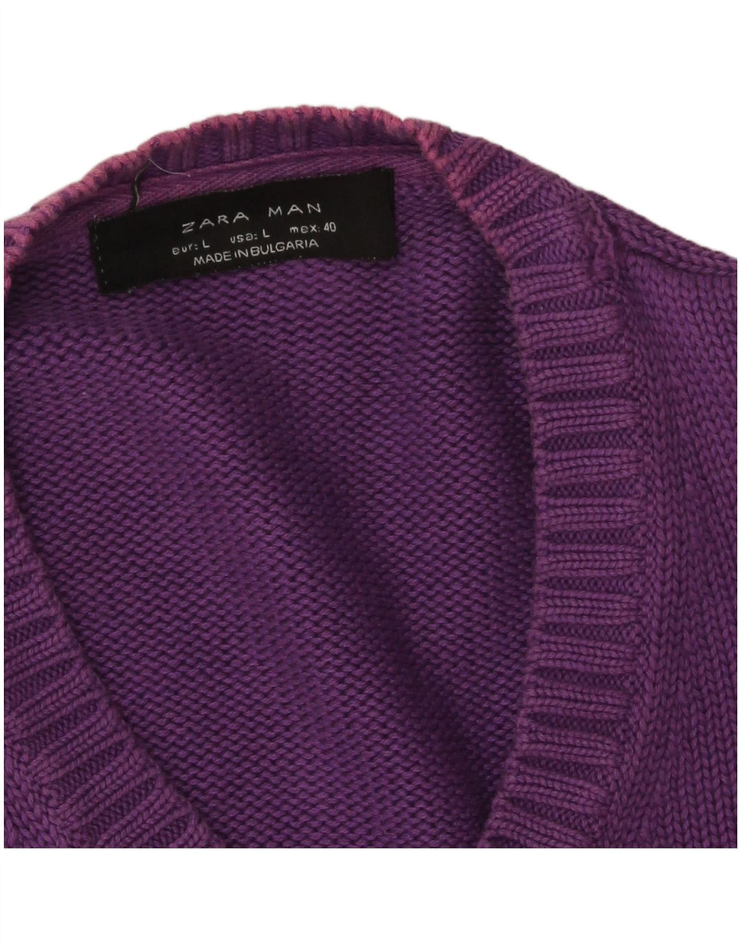 Męski sweter Zara z dekoltem w kształcie litery V, duży fioletowy