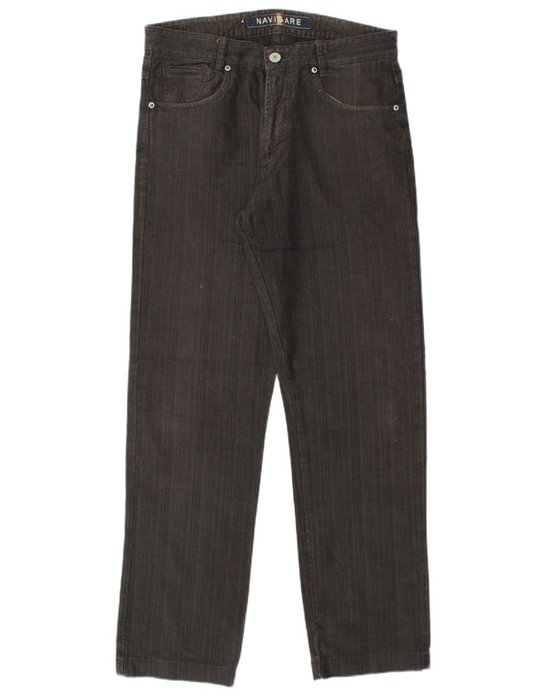 Męskie proste spodnie codzienne Navigare IT 48 Medium W32 L31 Czarny Chevron