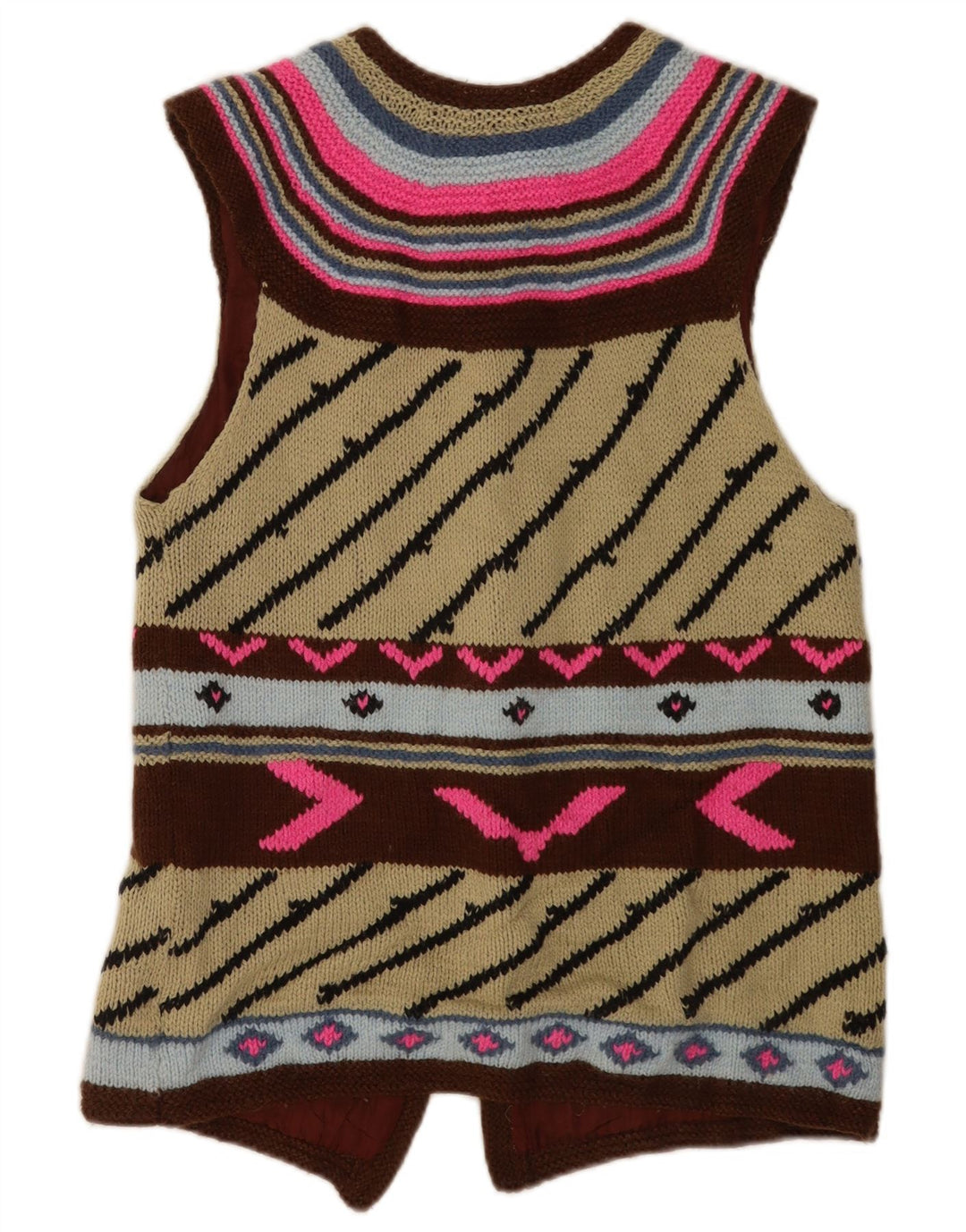 Sweter damski w stylu vintage, UK 14, średni, wielokolorowy, geometryczny