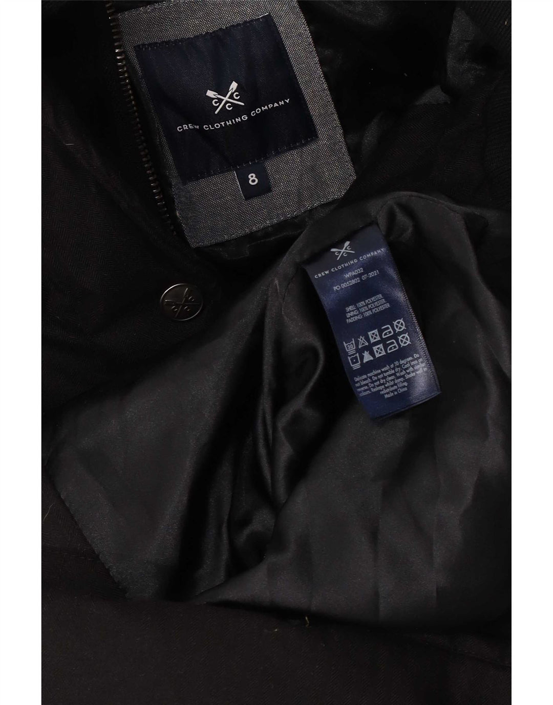Crew Clothing Damski ocieplany płaszcz z kapturem UK 8, mały, czarny poliester