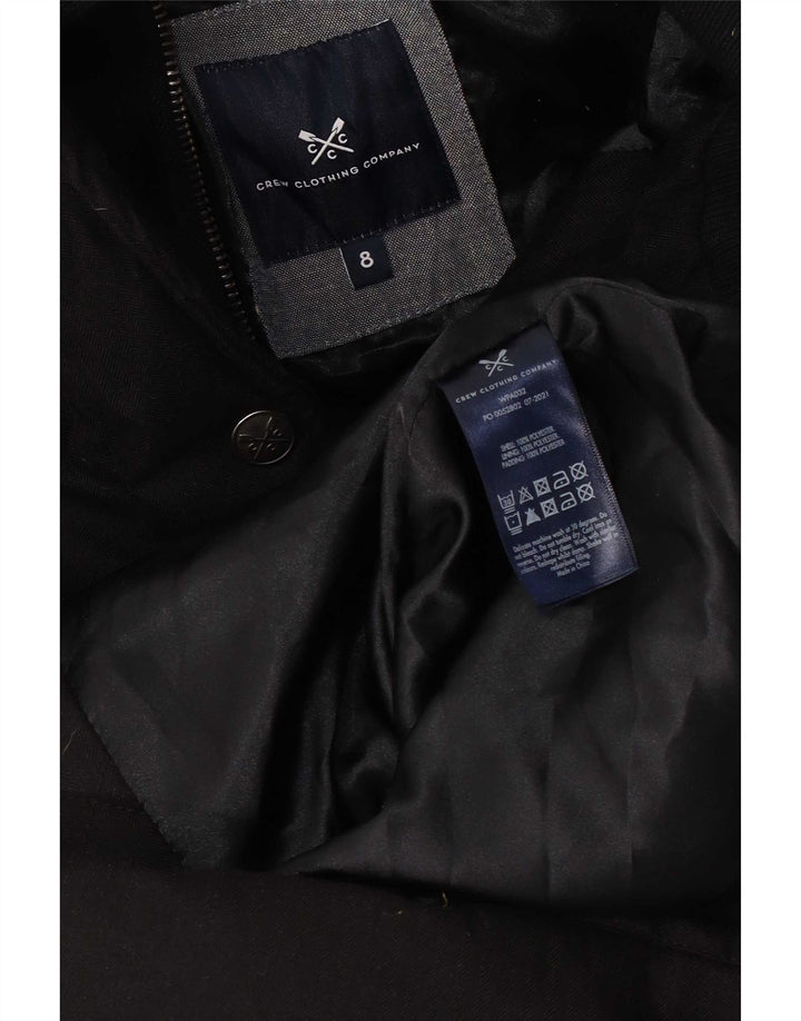 Crew Clothing Damski ocieplany płaszcz z kapturem UK 8, mały, czarny poliester