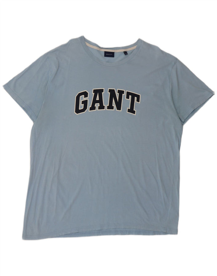 Męski T-shirt z grafiką Gant, 3XL, niebieska bawełna