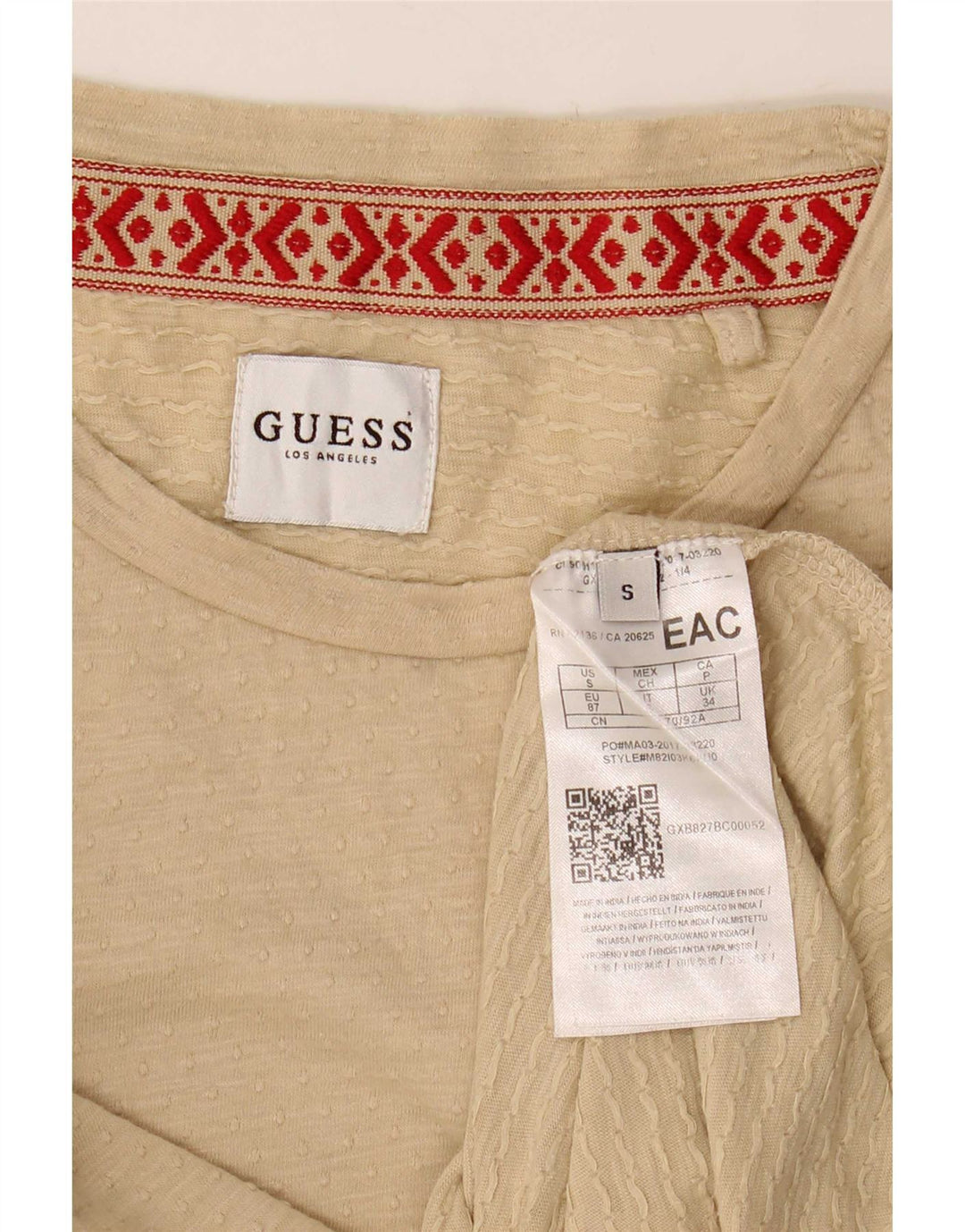T-shirt męski Guess Top mały beżowy bawełniany
