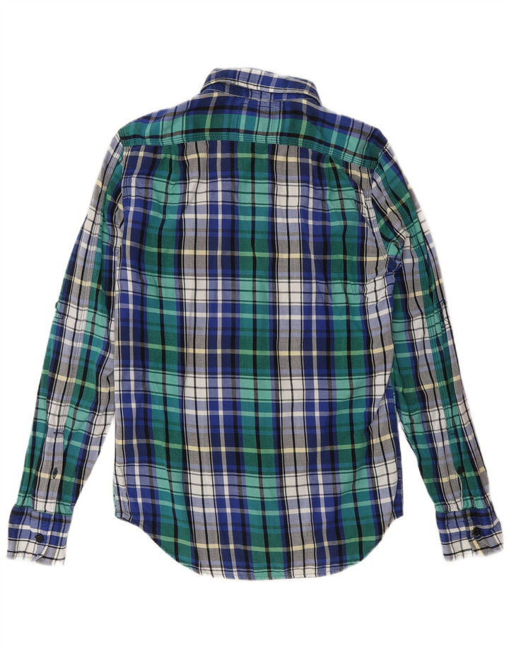 SUPERDRY Męska koszula flanelowa w małą niebieską kratkę, bawełniana