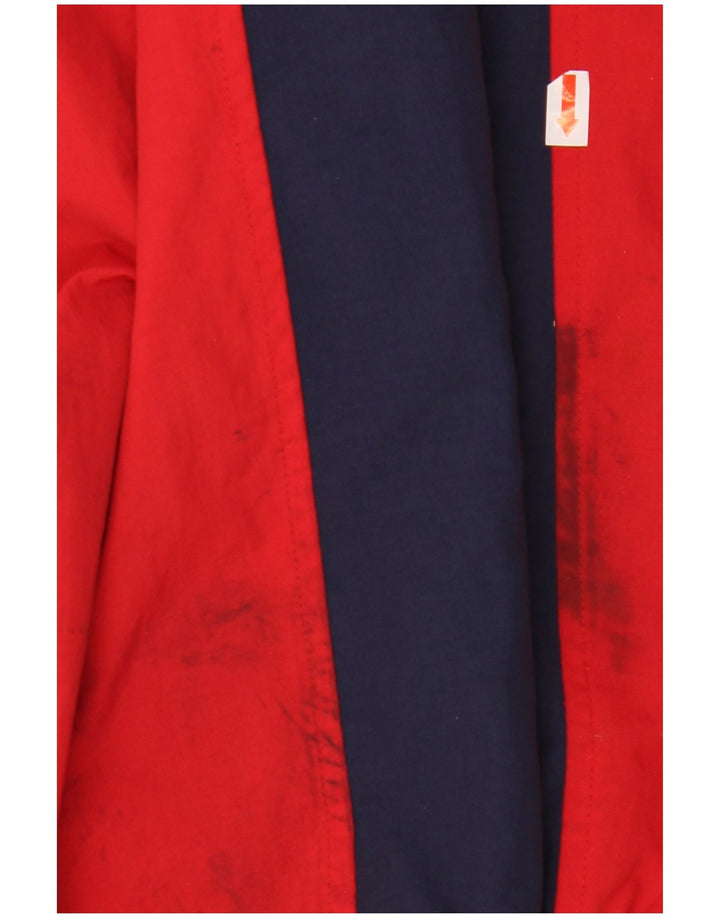 Męska kurtka przeciwdeszczowa z kapturem FILA UK 40, duża, niebieska, z blokami kolorów, poliamid