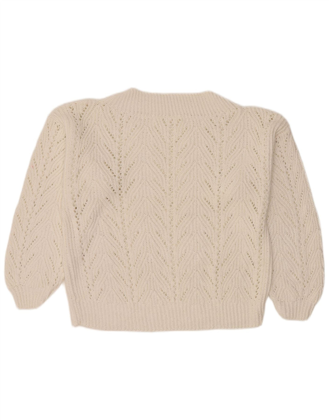 Sweter damski w stylu vintage z golfem UK 14, duży biały