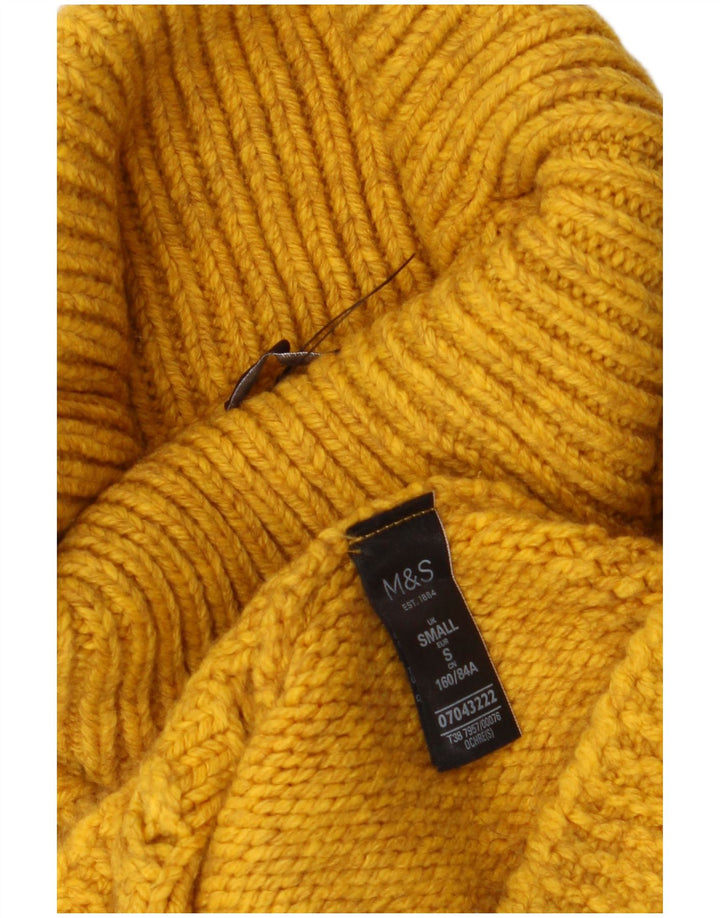 MARKS & SPENCER Damski sweter z okrągłym dekoltem, UK 10, mały, żółty