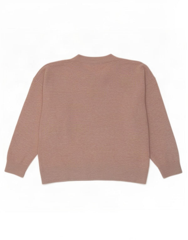 Marks & Spencer Damski sweter z dekoltem w kształcie litery V, UK 16, duży, różowy poliester
