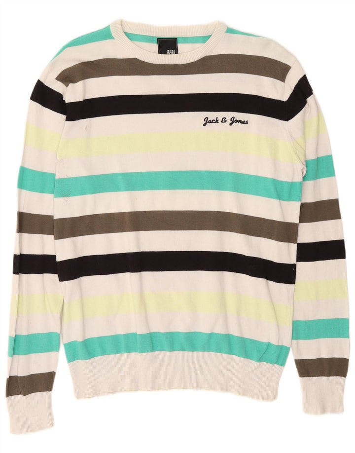 Męski sweter Jack & Jones z okrągłym dekoltem, duże, wielokolorowe paski