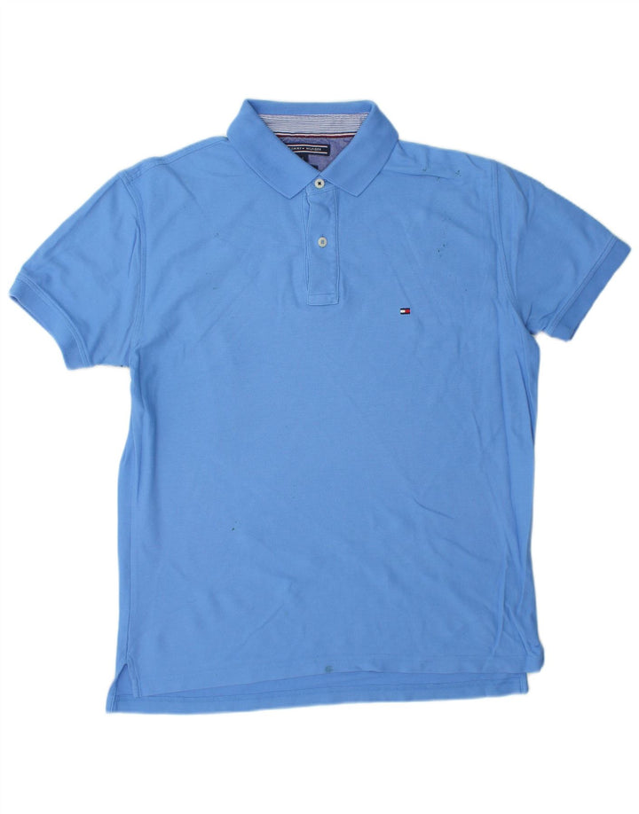 Męska koszulka polo o regularnym kroju TOMMY HILFIGER, duża niebieska