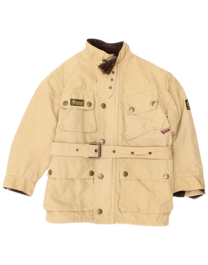 Kurtka chłopięca Belstaff Utility 3-4 lata, beżowa, bawełniana, w stylu motocyklowym