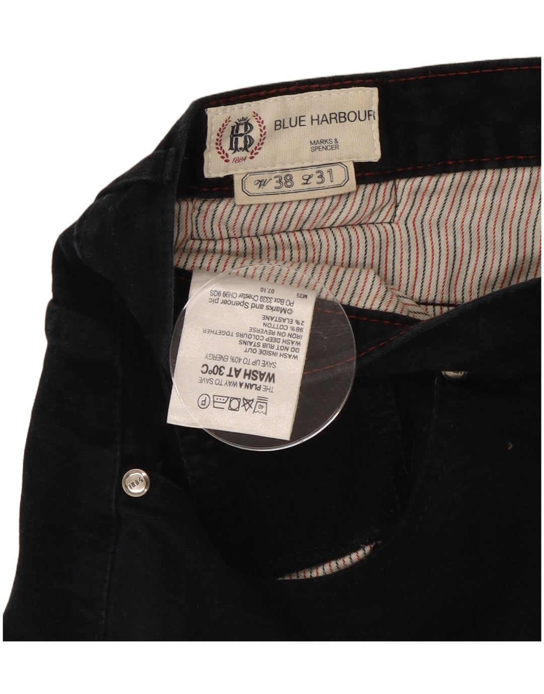 Męskie spodnie casual Marks & Spencer Blue Harbor W38 L29 granatowe