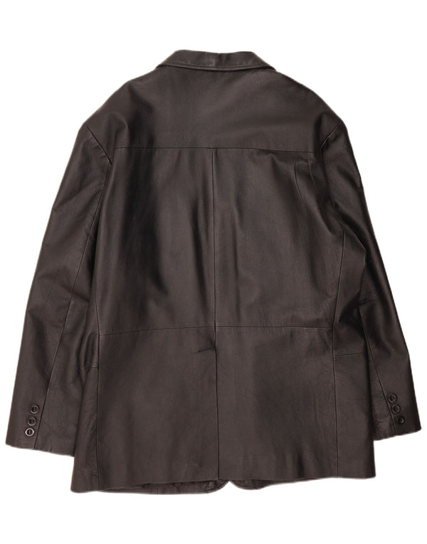 Vintage męska skórzana marynarka zapinana na 3 guziki UK 42 XL czarna skóra