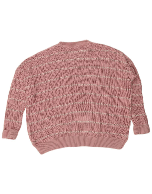 Damski sweter oversize Superdry z okrągłym dekoltem, UK 14, duże, różowe paski