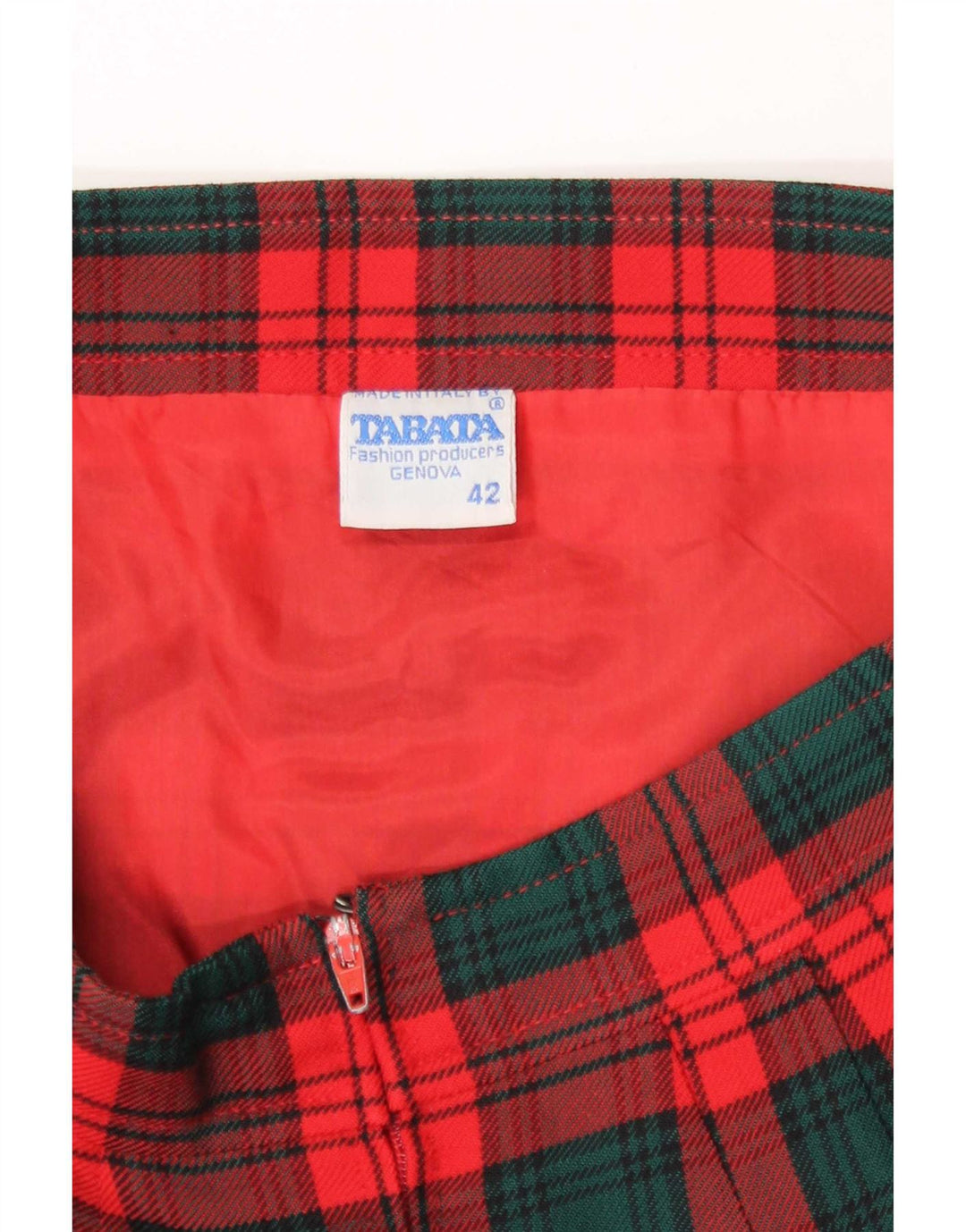 Vintage damska spódnica ołówkowa IT 42 Medium W27 czerwona wełniana kratka