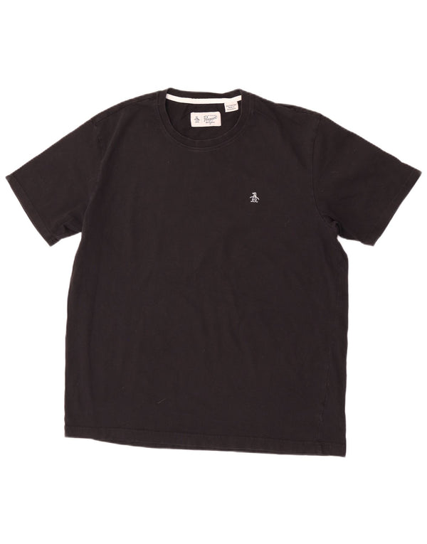 T-shirt męski Pingwin, top XL, czarna bawełna