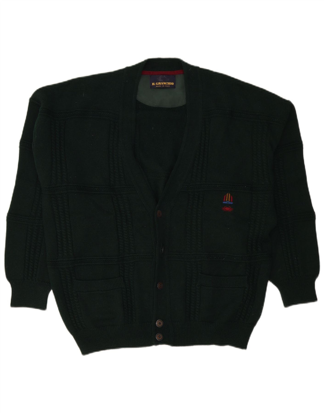 Il Granchio Męski sweter rozpinany XL Zielona wełna