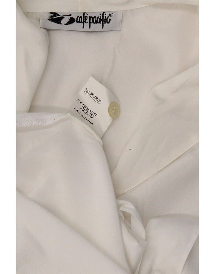 VINTAGE Womens Shirt Blouse UK 16 Large White Polyester Vintage Vintage and Second-Hand Vintage from Messina Hembry 