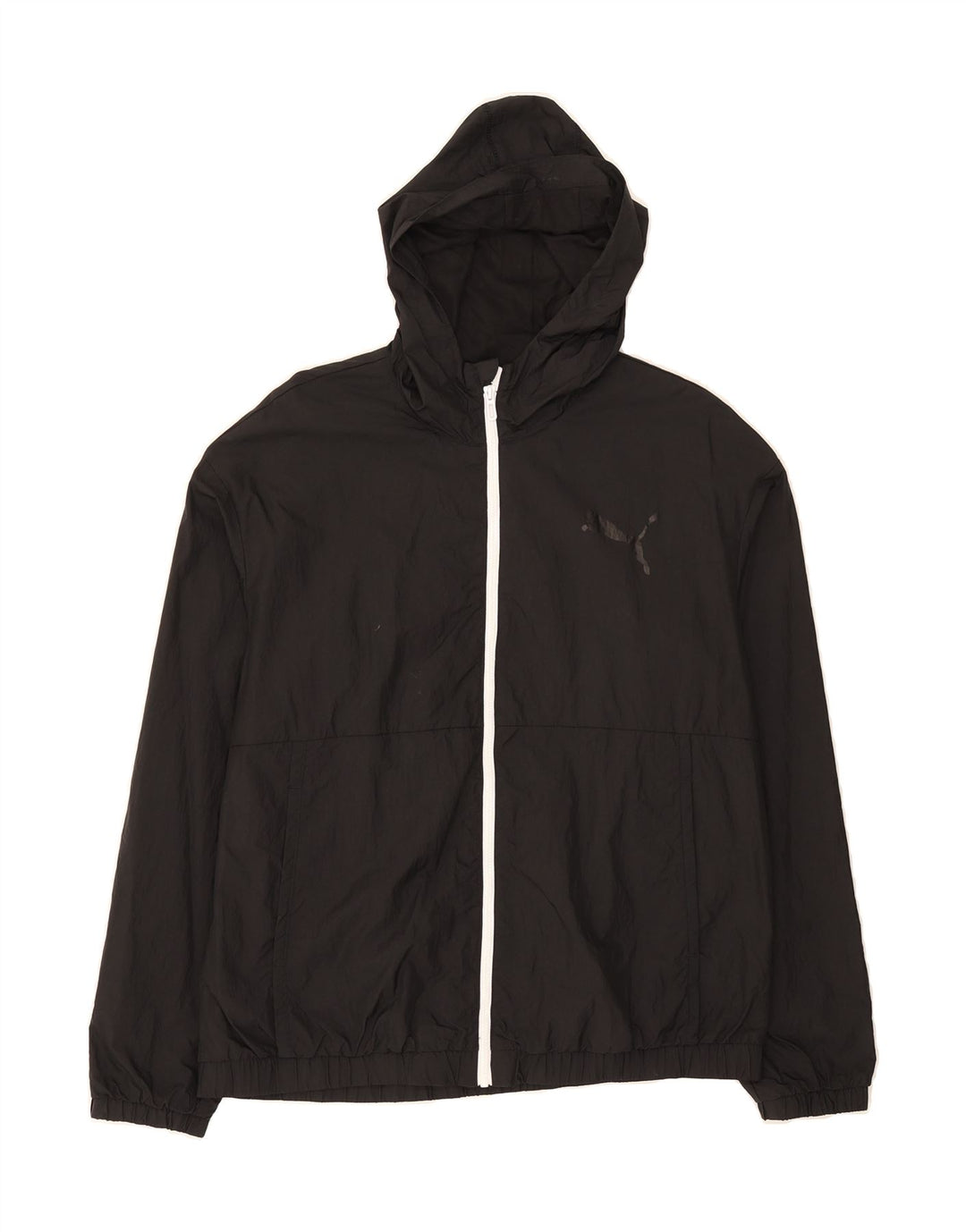 PUMA Womens Graphic Hooded Tracksuit Top Jacket UK 14 Medium Black Vintage Puma and Second-Hand Puma from Messina Hembry 