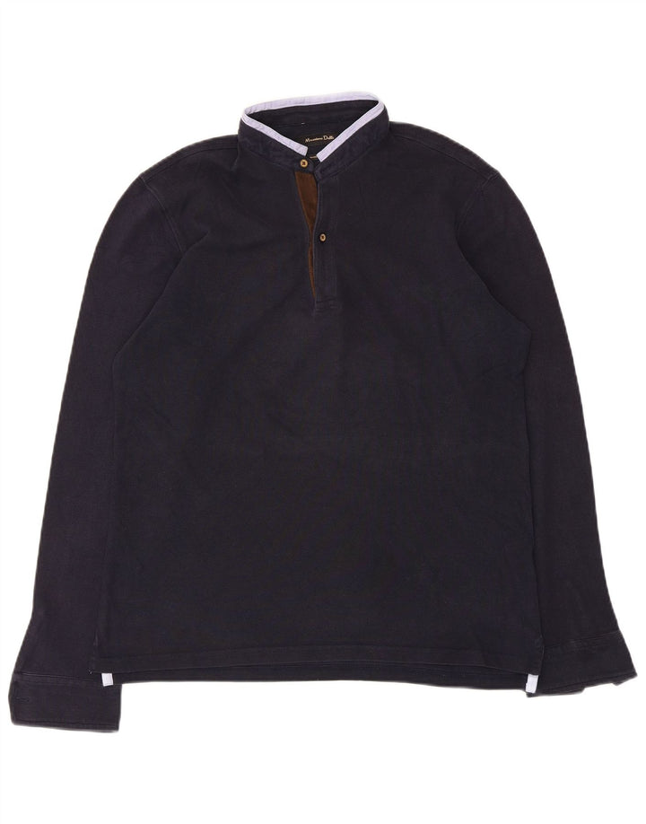 Męski top Massimo Dutti z długim rękawem, średni granatowy, bawełniany