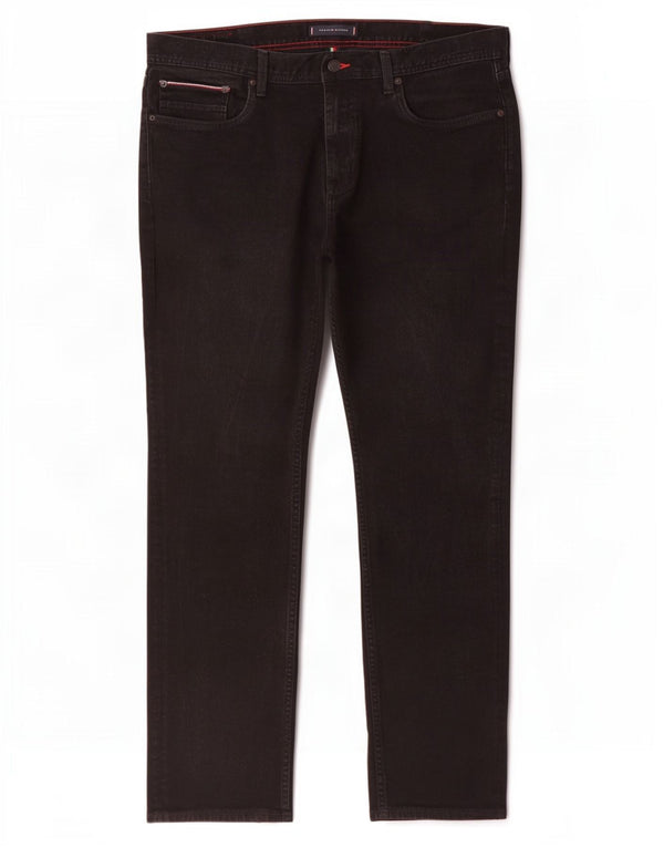 Męskie dżinsy Denton Straight Jeansy Tommy Hilfiger W38 L30 Czarne bawełniane