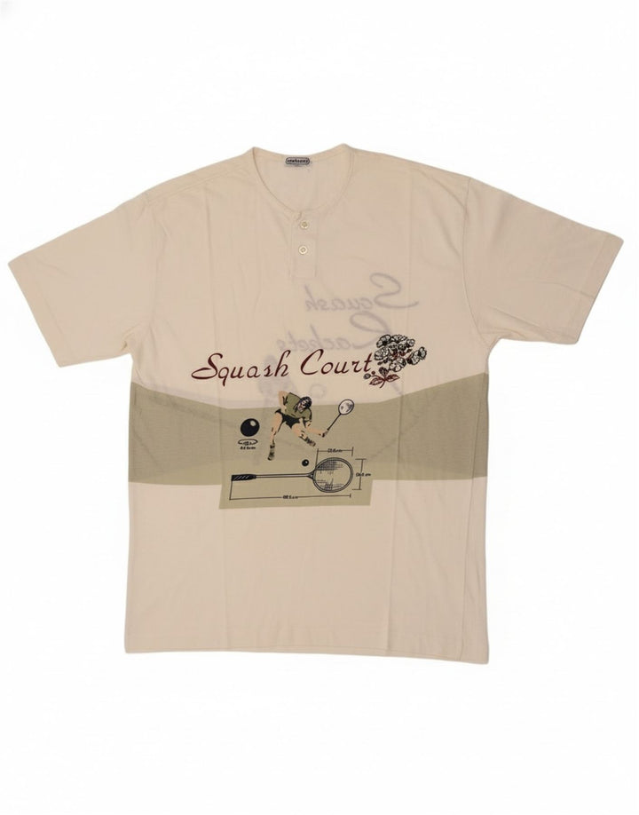 Męski T-shirt z grafiką Cacharel, duży, biały