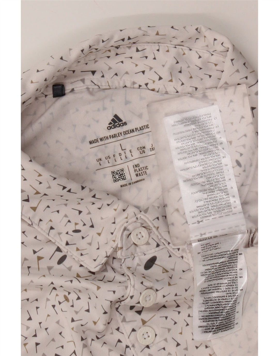 Męska koszulka polo Adidas, duża, biała, z poliestru w cętki