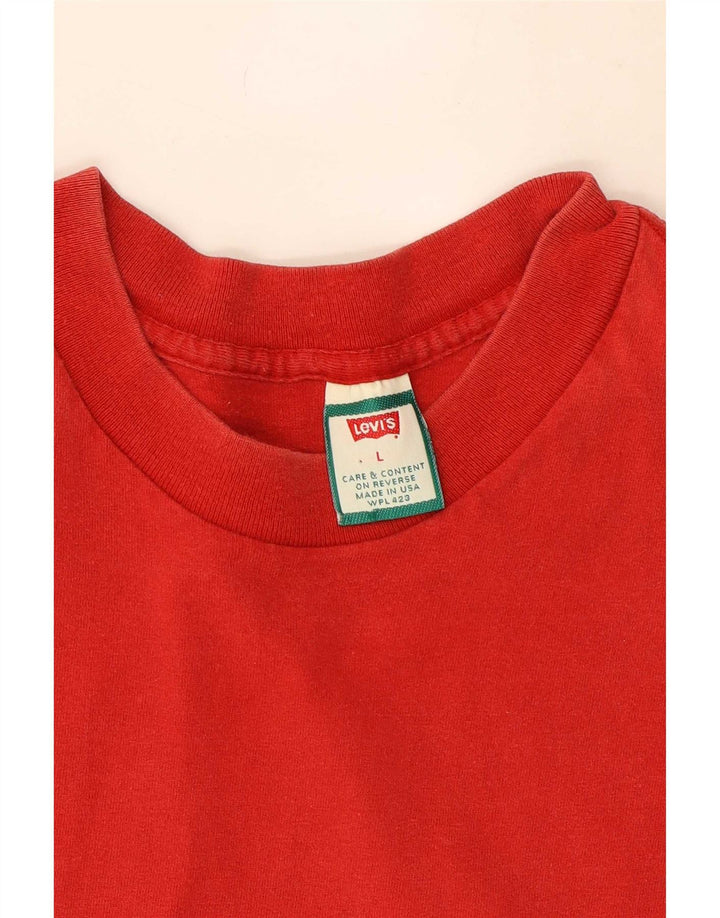 Męski T-shirt z grafiką Levi's, duży, czerwony, bawełniany