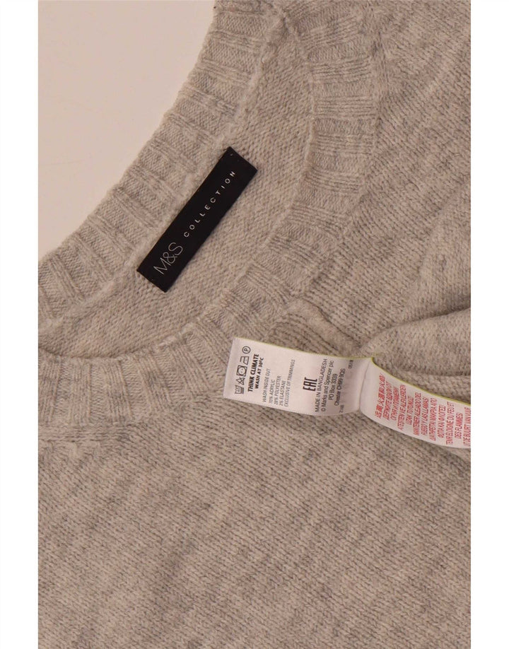 Marks & Spencer Damski sweter oversize z okrągłym dekoltem, UK 16, duży, szary