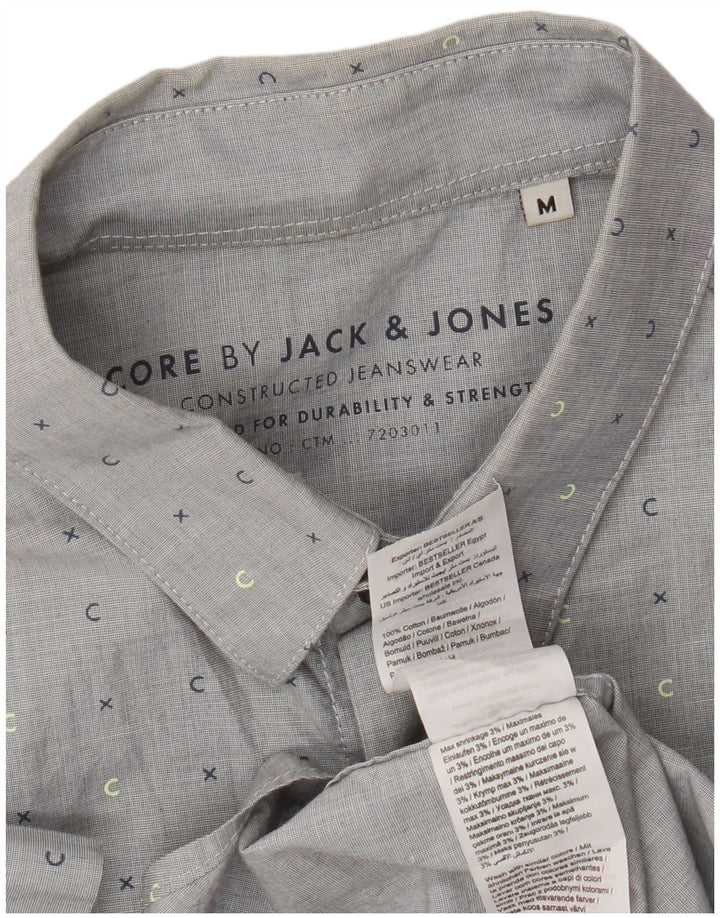 Męska koszula z krótkim rękawem Jack & Jones, średnio szara, bawełniana w cętki