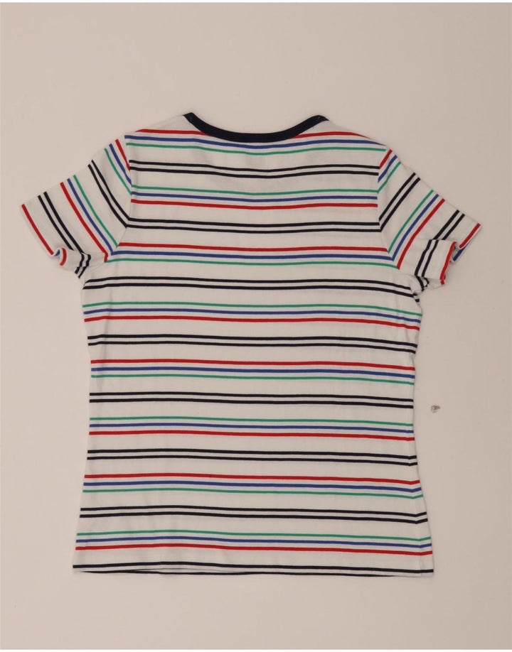 LANDS END Womens T-Shirt Top UK 12 Medium White Striped Cotton Vintage Lands End and Second-Hand Lands End from Messina Hembry 