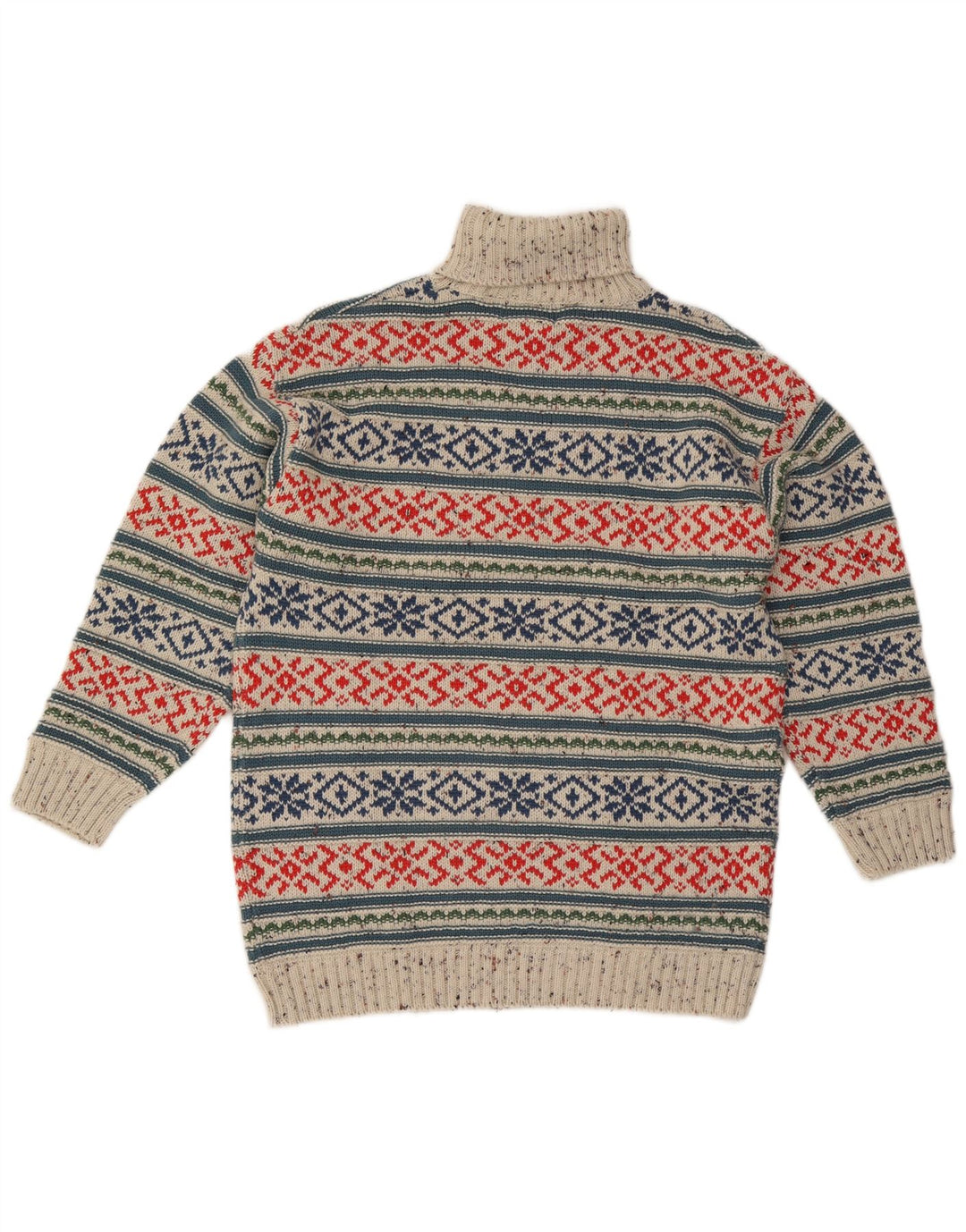 Modny męski sweter z wywijanym dekoltem, średnio szary, akryl Fair Isle
