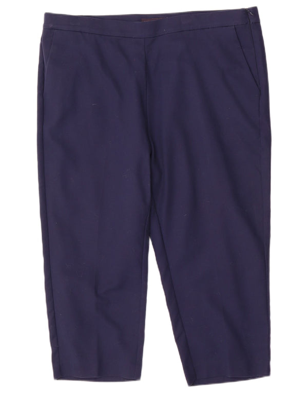 Marks & Spencer Womens Capri Trousers UK 18 XL W36 L20 Navy Blue Cotton