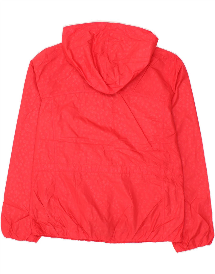 COLUMBIA Womens Abstract Pattern Hooded Rain Jacket UK 16 Large Red Vintage Columbia and Second-Hand Columbia from Messina Hembry 