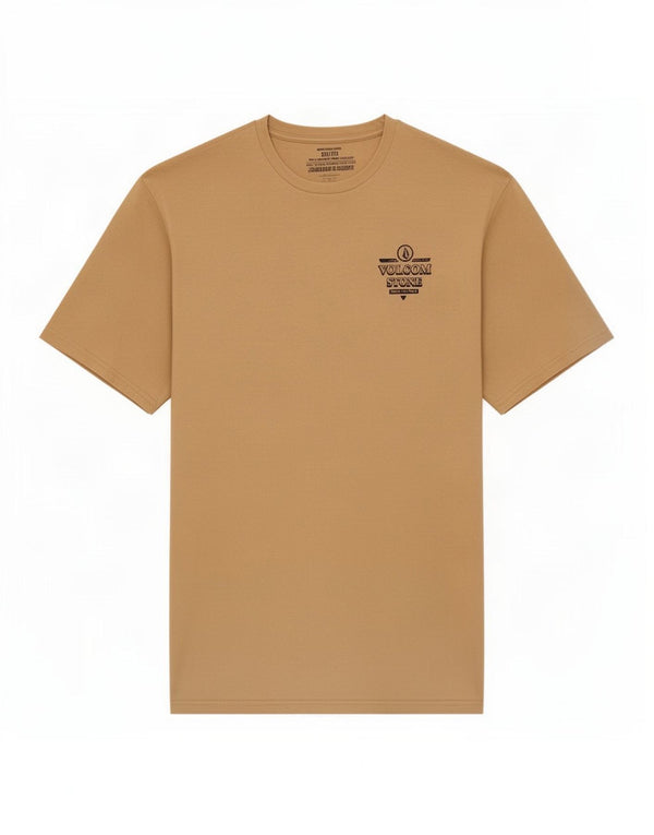 Męski T-shirt z grafiką o nowoczesnym kroju Volcom, top 2XL, beżowa bawełna