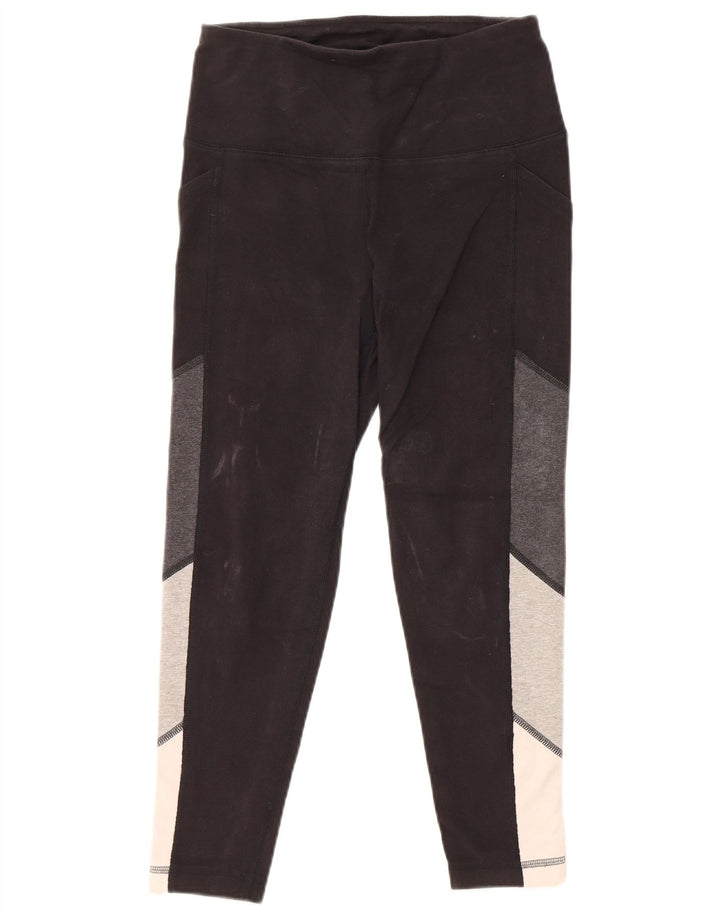 Legginsy damskie REEBOK UK 10, małe, czarne, bawełniane z blokami kolorów