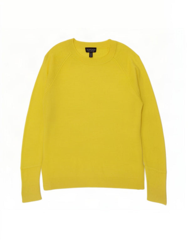 Damski sweter oversize z okrągłym dekoltem Topshop UK 8 Small, żółta wiskoza