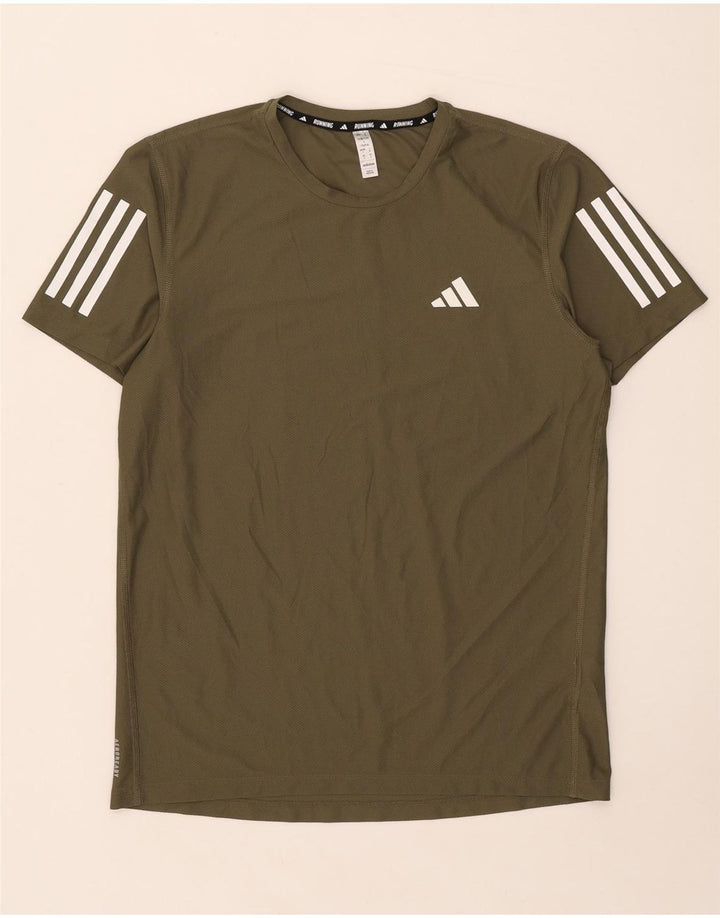 Adidas Męski T-shirt Top Mały Khaki Poliester