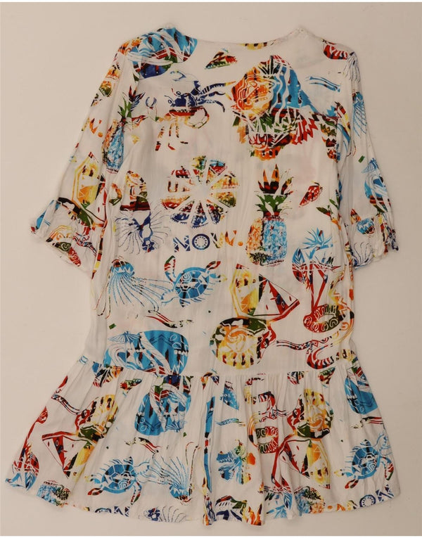 Damska sukienka o linii A Desigual UK 10 Small White z wiskozowym nadrukiem zwierzęcym