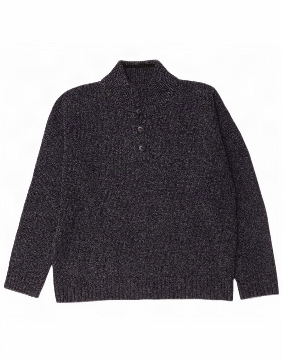 Marks & Spencer Męski sweter zapinany na guziki, średni granatowy nakrapiany