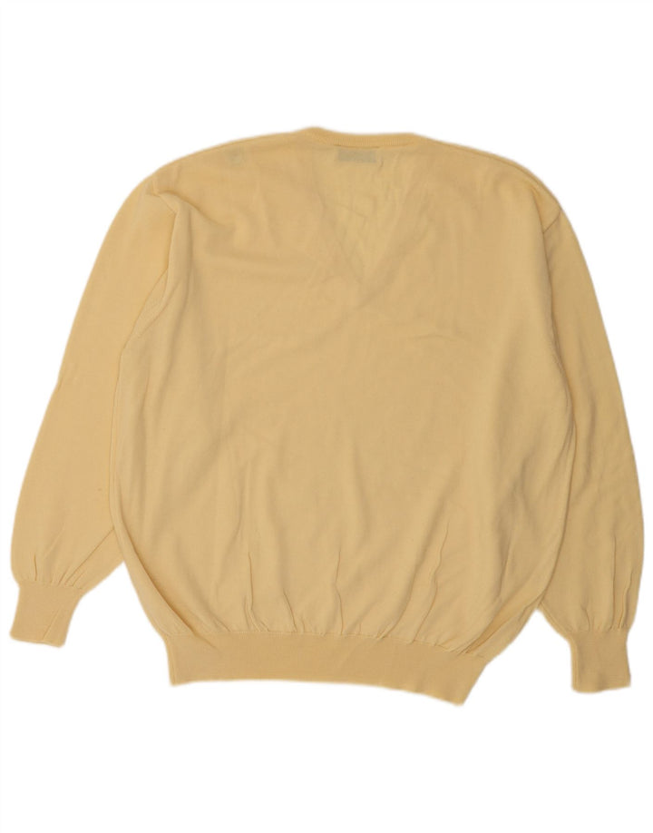 Męski sweter Supermaglia z dekoltem w kształcie litery V, średnia żółta wełna