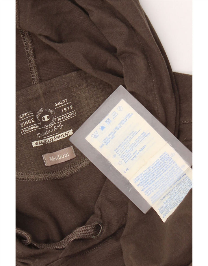 Męski top z kapturem i grafiką Champion, z długim rękawem, średniobrązowy, bawełniany