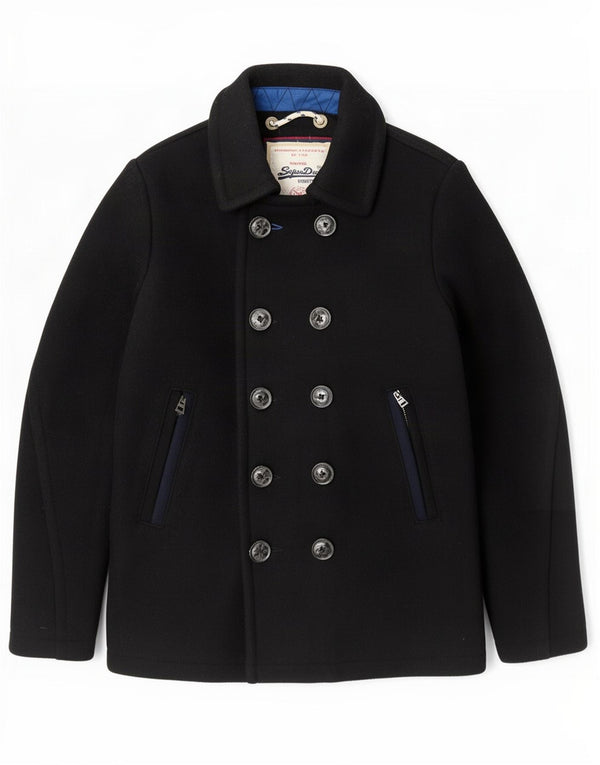 Płaszcz męski Superdry Pea Coat UK 40, duży, czarny, wełniany