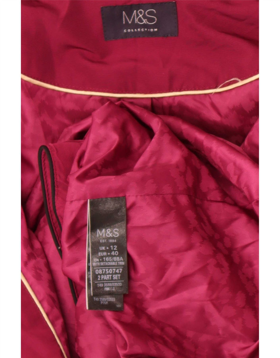 Marks & Spencer Damska kurtka ocieplana UK 12, średni różowy poliester