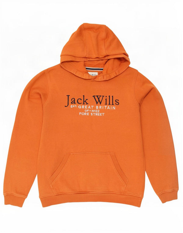 Jack Wills Chłopięcy sweter z kapturem i grafiką, 14-15 lat, pomarańczowy, bawełniany