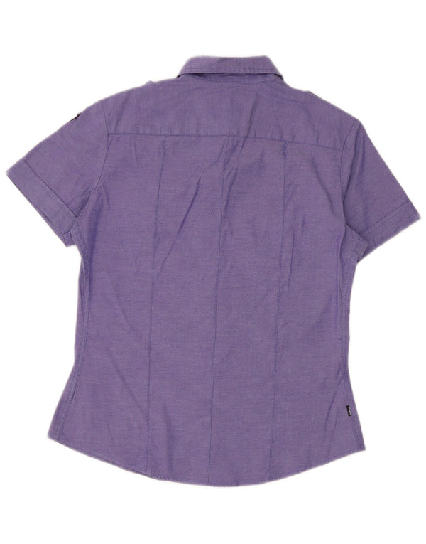 Blauer Womens Military Short Sleeve Shirt UK 18 XL Purple Cotton