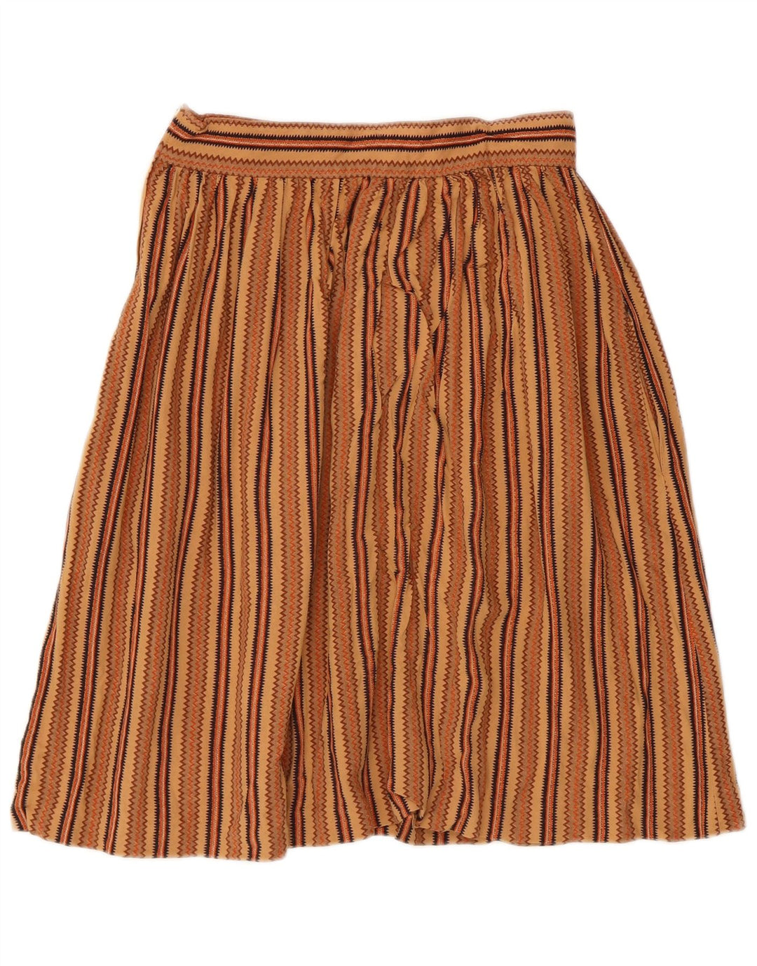 Vintage damska plisowana spódnica IT 44 Medium W26 brązowa geometryczna aztec