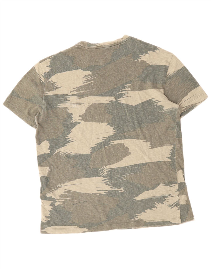 Męski T-shirt z grafiką Armani Exchange, mały, bawełniany kamuflaż khaki